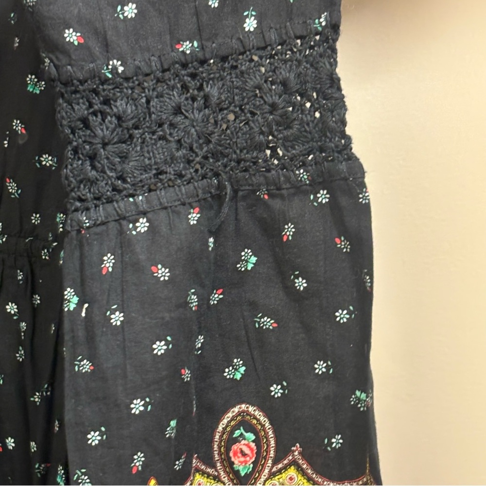Chasing Unicorns Bohemian Black Floral Long Sleeve Dress size Large - Picture 10 of 13